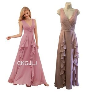 NWT Chiffon Ruffle Formal Gown with Corset Back Size Medium